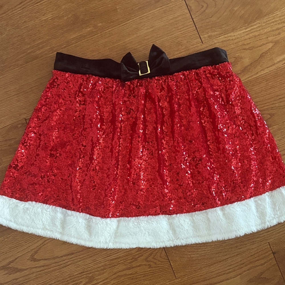Santa Sequined and Velvet Mini Skirt